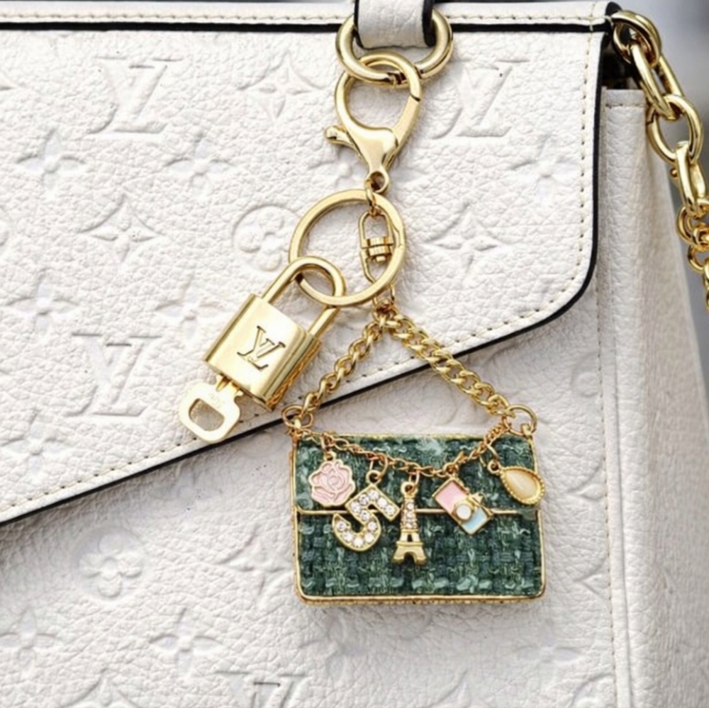 Louis Vuitton Gold Lock 🔑 Authentic LV Padlock + Bag Unbranded Tweed Bag Charm
